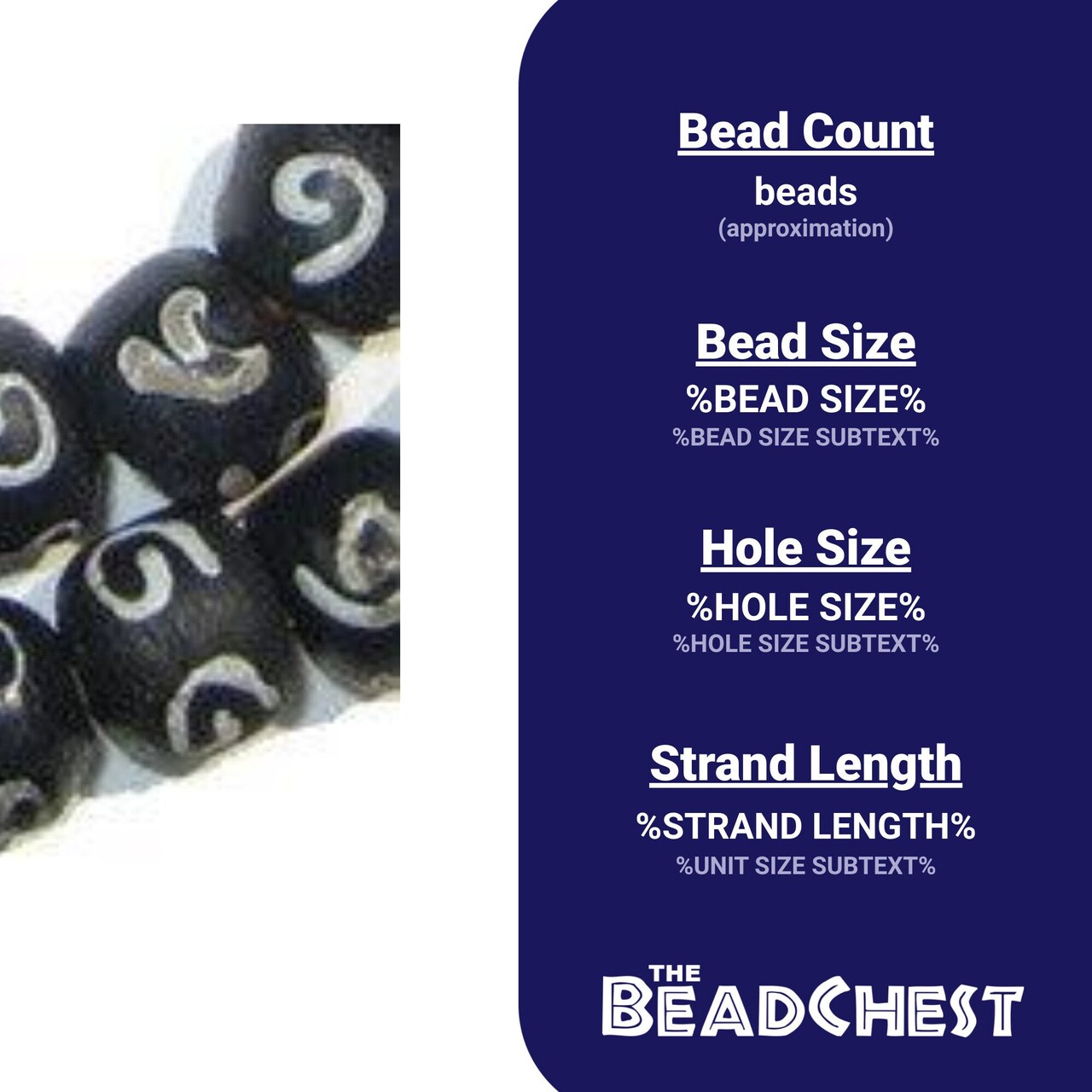 The Bead Chest Painted African Krobo Beads - Full Strand of Ghanaian Tribal Glass Beads for Necklace or Jewelry Making (King Design)
